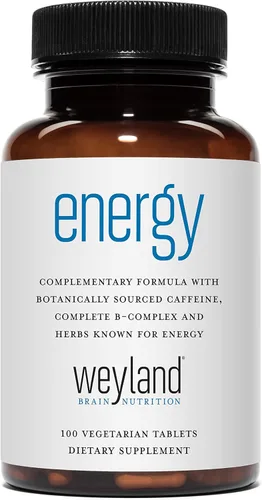 Energía, formula complementaria con cafeína botánica, completa B-Complex y hierbas de apoyo para energía de Weyland, 1 botella