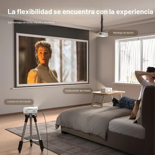 Miniatura 6 de AuKing Proyector, mini proyector actualizado 2025, proyector de video de cine en casa Full HD 1080P, compatible con HDMI/USB/AV/Smartphone/TV