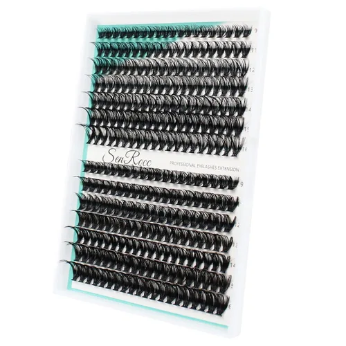 Miniatura 9 de Extensiones de racimos de pestañas, 240 unidades, extensiones de pestañas largas individuales 40D, aspecto natural, pestañas de imitación de visón
