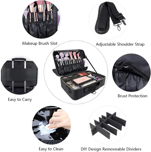 Miniatura 6 de Estuche de maquillaje de viaje JOURMON, Negro, L