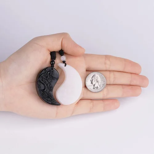 Miniatura 6 de ASGIFT Collar de la suerte de obsidiana, dije de protección de amuleto de piedra de poder con cadena de cuentas ajustable, cristal curativo, regalo