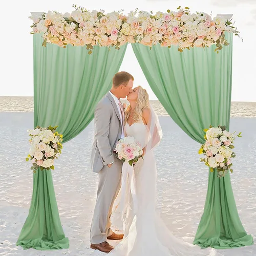 FUHSY Cortinas de gasa transparente color verde salvia de 120 pulgadas de largo, cortinas de gasa para fiesta, cortinas de gasa para arco de boda,