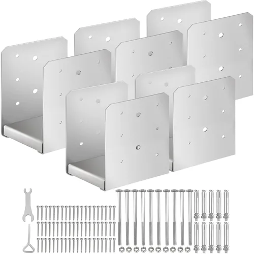 Base de poste de 6 x 6 pulgadas, 5 anclajes de poste de acero inoxidable (tamaño interior: 5.71 x 5.2), soporte de poste ajustable para postes de