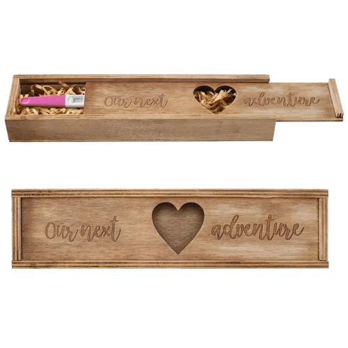 Barydat Caja de regalo de prueba de embarazo, caja de recuerdo, anuncio de embarazo para esposo, anuncios de revelación de bebés de madera, ideas
