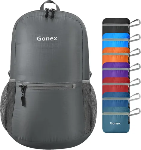 Miniatura 8 de Gonex Mochila Ultraligera Plegable de 20L, Práctica, Plegable para Camping, Viajes al Aire Libre, Ciclismo, Mochila Escolar Rojo