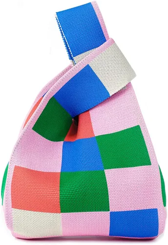 Bolso de hombro con estampado de color para mujer, bolso de mano pequeño tipo hobo bolso de mano Clucth ligero de punto con asa superior
