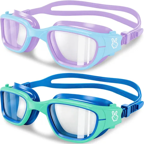 Vvinca Gafas de natación para niños, gafas de natación para niños pequeños de 3 a 14 años, protección UV antivaho sin fugas, gafas de piscina para