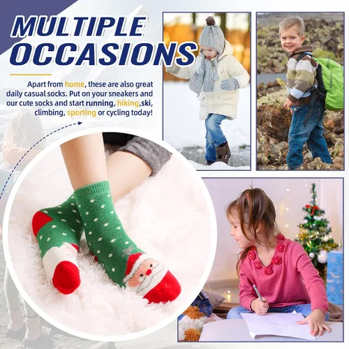 Miniatura 90 de Eocom 6 pares de calcetines de invierno cálidos de lana para niños y niñas