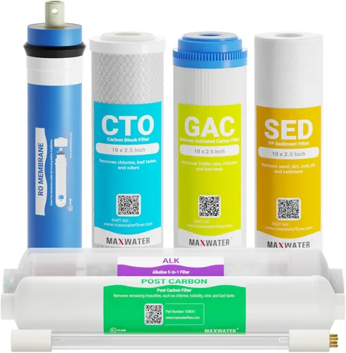 Miniatura 7 de Filtros de repuesto para sistema RO DI de 6 etapas - Sedimento, GAC, CTO, Post-Carbon, DI de lecho mixto, filtros de agua de tamaño estándar de 10