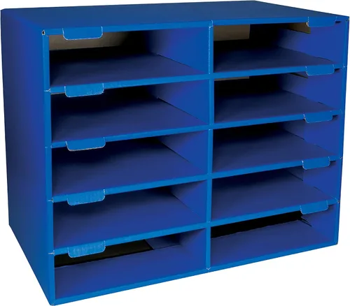 Classroom Keepers - Buzón de cartón resistente, 10 ranuras, azul, 16-5/8 pulgadas de alto x 21 pulgadas de ancho x 12-7/8 pulgadas de profundidad, 1