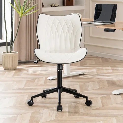 YOUNUOKE Silla de escritorio sin brazos, cómoda silla de oficina con ruedas, silla ergonómica para el hogar, sillas ajustables para computadora,