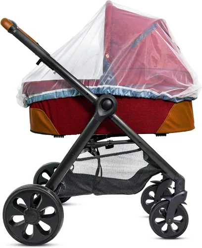 Miniatura 5 de Mosquitera de bebé para cochecito, portabebés y moisés – Cordón elástico para una red de ajuste cómodo – Red de insectos para correr, asiento