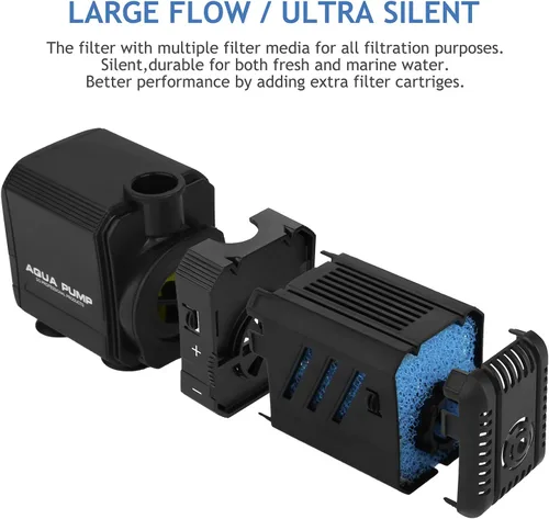 Miniatura 3 de Filtro interno sumergible para acuario de 6 W, filtro ajustable para pecera con bomba de agua de 132 GPH para peceras de 1 a 10 galones