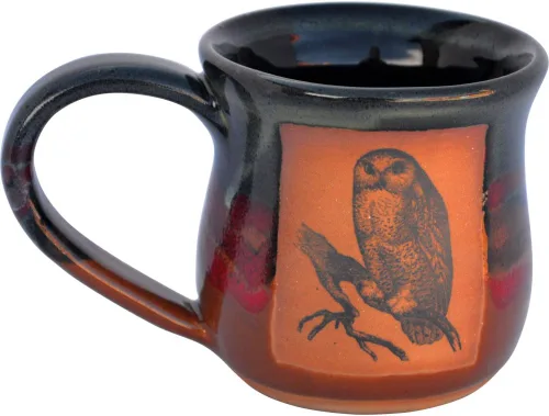 Miniatura 8 de ALWAYS AZUL POTTERY Taza de café de cerámica hecha a mano con diseño de búho granero en esmalte Azulscape - Elegante y único vaso artístico hecho a