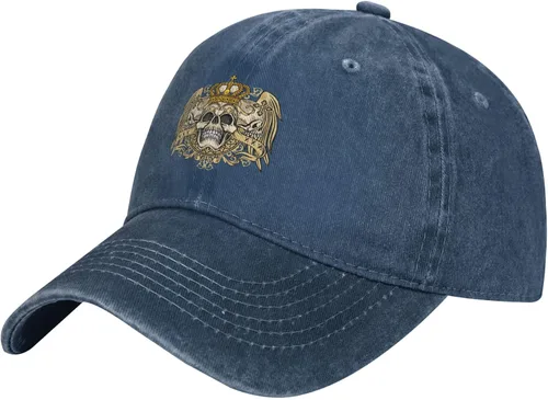 Cowboy Hat Trendy Hats for Man and Women Djustable Four Season Outdoor Baseball Cap of Hell Skull with Angel Navy Blue
