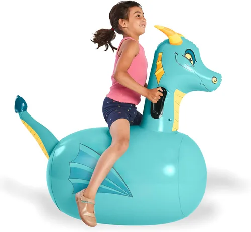 Miniatura 12 de Hearthsong Hop N Go Toro Inflable para Montar Juguetes Saltarines Rebotadores para Niños de 5+ Años - Juguetes Saltadores Montables de Animales