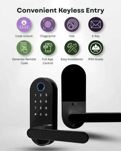 Miniatura 4 de Cerradura inteligente digital de huellas dactilares sin llave con mango y teclado: cerradura electrónica/eléctrica con código, control