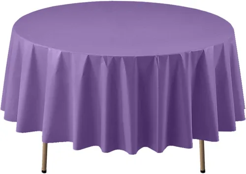 Miniatura 5 de Party Essentials Mantel redondo de plástico desechable de 84 pulgadas, 3 unidades, color negro