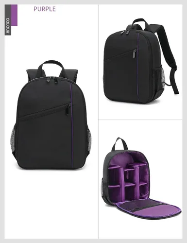 Miniatura 2 de Cámara digital DSLR impermeable, mochila de hombro para mujeres y hombres adolescentes (morado)