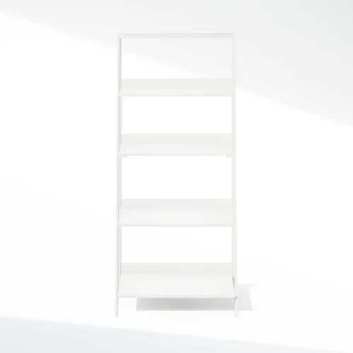 Miniatura 6 de Estantería de escalera Furinno, estantería de escalera de 5 niveles, estantería de libros en forma de escalera, estantes de exhibición y Blanco