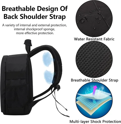 Miniatura 6 de Mochila para cámara profesional para cámara DSLR/SLR sin espejo, mochila de fotografía para mujeres y hombres, fotógrafos, funda para cámara
