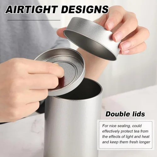 Miniatura 5 de Zopeal 6 Pack Tea Tin Canister with Airtight Double Lids 12 oz Can Box Canister for Loose Leaf Tea Storage Bag Container Portable Small Kitchen for