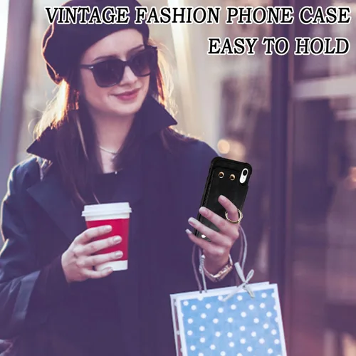 Miniatura 6 de Funda tipo cartera compatible con iPhone XR/10R con tarjetero de crédito, funda protectora de cuero a prueba de golpes compatible con anillo