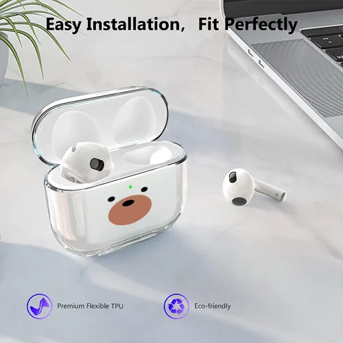 Miniatura 5 de Funda para AirPods 4 2024 con mosquetón de llavero, funda transparente para AirPods 4, diseño de anime, funda suave con adornos para niños, niñas