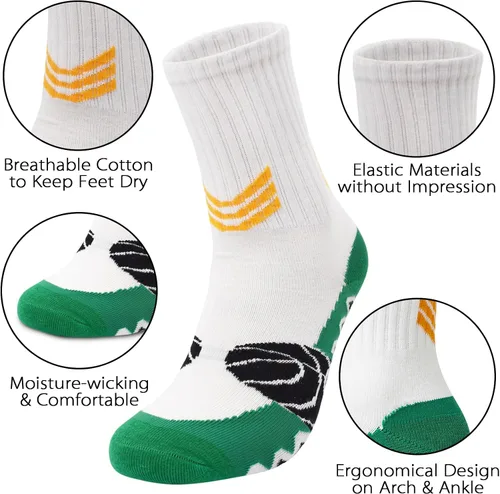 Miniatura 5 de SkiBeaut Calcetines deportivos para niños, 3 pares de calcetines deportivos para correr, deportes al aire libre, entrenamiento, baloncesto, fútbol