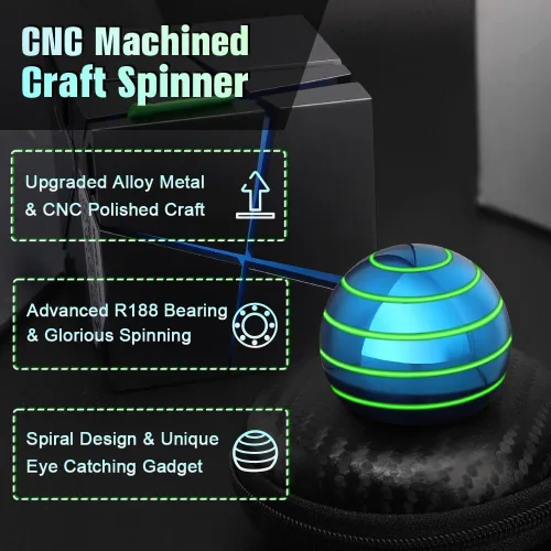Miniatura 5 de Juguetes giratorios luminosos de escritorio para niños y adultos, spinner fidget de ilusión óptica de metal que brilla en la oscuridad, bola