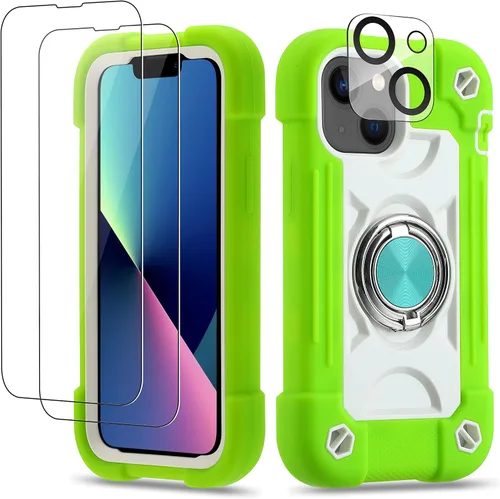 Miniatura 143 de Funda para iPhone 11 de 6.1 pulgadas con soporte de anillo, con 2 protectores de pantalla de vidrio, resistente a los golpes, resistente a