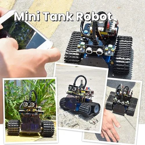 Miniatura 7 de KEYESTUDIO Mini Tank Kit V2 Smart Car para Arduino, IR infrarrojo y control remoto de aplicaciones (iOS y Android), seguimiento ligero