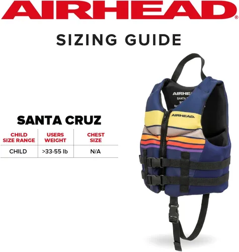 Miniatura 7 de Airhead Chaleco salvavidas Santa Cruz de varios tamaños, chalecos de natación para adultos, niños y jóvenes, tela Kwik Dry Neolite, aprobado por USCG