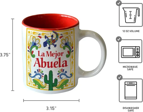 Miniatura 4 de E.H.G. - Taza La Mejor Abuela Gifts de alta calidad, cerámica duradera de 12 onzas, acabado esmaltado rojo, 3 x 3.75 x 5 pulgadas, regalos únicos