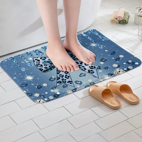 Miniatura 4 de Feelyou Alfombras de baño con lazo coquette de 16 x 24 pulgadas, tapetes de baño Leopared con lazos para niños, adolescentes y adultos con purpurina