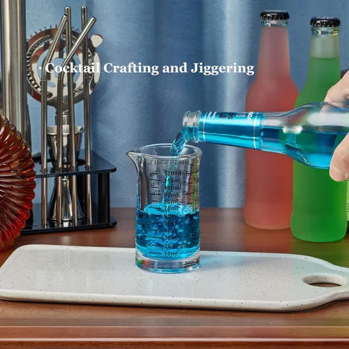 Miniatura 6 de Ackers - Vaso medidor de vidrio de 4 onzas, vaso de chupito de borosilicato con boquilla en forma de V (paquete de 2)