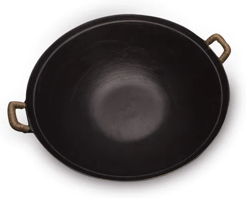 Miniatura 4 de ZhenSanHuan Wok de hierro fundido hecho a mano, sin revestimiento, sin pintura, saludable, fondo plano, apto para inducción (14.2 pulgadas)