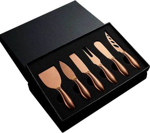 Miniatura 8 de Cuchillo de queso premium de 6 piezas, colección de cuchillos de queso de acero inoxidable con cortador de tenedor de queso y cortadores de queso