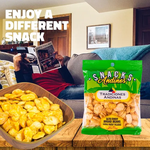 Miniatura 6 de Tradiciones Andinas Habas Snacks Crujientes Salados 4.59 oz - Habas Snacks Crujientes y Salados, Productos Peruanos, Habas Crujientes y Saladitos