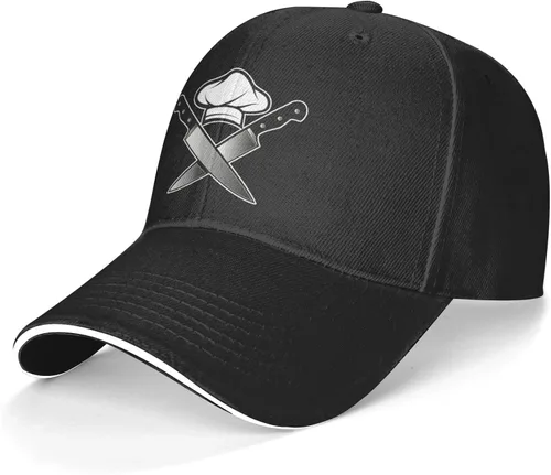 Miniatura 2 de NVJUI JUFOPL Gorro de chef con diseño de calavera para hombre, con cuchillos divertidos