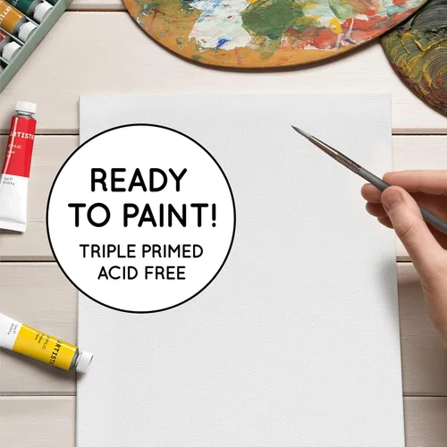 Miniatura 5 de Artistik Paneles de lienzo de pintura de 8 x 10 pulgadas (paquete de 12) – 100% algodón de grado medio en blanco – Lienzos de artista para pintar