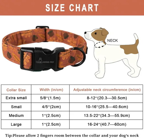 Miniatura 5 de Aring Pet Collar de algodón, ligero y ajustable, con hebilla de liberación rápida, para perros pequeños, medianos y grandes, otoño, naranja
