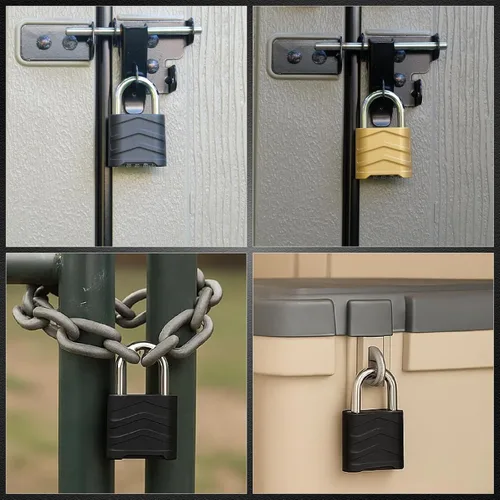 Miniatura 7 de Candado combinado para exteriores, 2.2 pulgadas, 2.205 in, ligero, resistente a la intemperie, 4 digitales, cuerpo de aluminio de seguridad