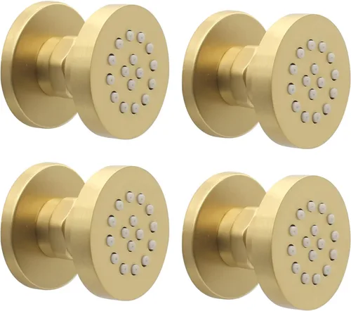 Miniatura 18 de HOMEDEC Cabezal de ducha redondo de latón de 2 pulgadas, para masaje, spa, soporte de pared, 4 piezas, negro mate