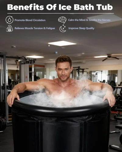 Miniatura 9 de XL - Bañera de hielo para atletas y adultos, bañera de hielo de 105 galones, bañera fría con cubierta para interiores y exteriores, bañera