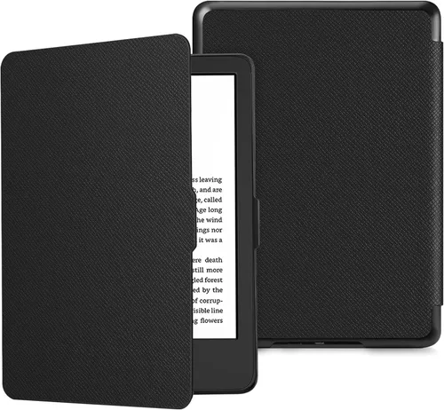 Fintie Slimshell - Funda para Kindle de 6 pulgadas (11ª generación, versión 2024/2022), funda ligera de piel sintética con apagado y encendido Negro