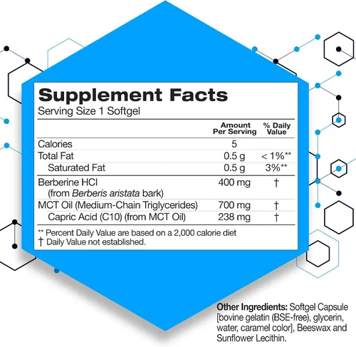 Miniatura 5 de BetiVite Suplementos de berberina, soporte de glucosa de berberina, combinado con aceite MCT para una absorción óptima de berberina, 90 geles blandos