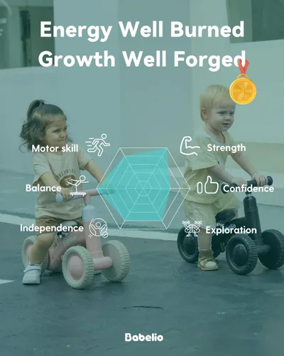 Miniatura 3 de BABELIO - Bicicleta de equilibrio para bebés de 1 año, niños y niñas de 10 a 36 meses, bicicleta de equilibrio para niños de 4 ruedas con diseño
