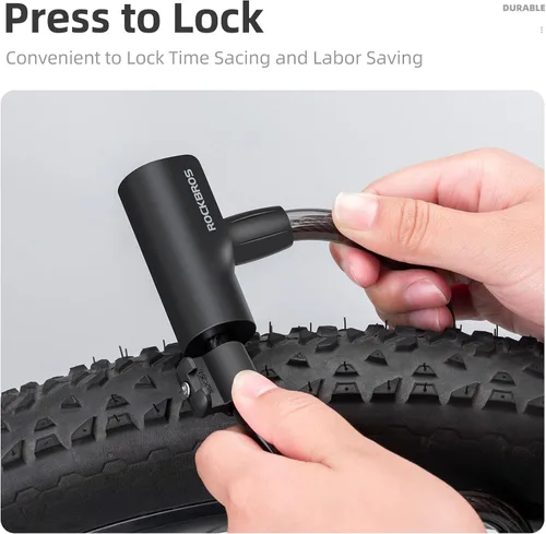 Miniatura 2 de ROCKRBOS - Candado de cable para bicicleta con llaves, 2 llaves y 1 soporte de montaje, carcasa de bloqueo de ABS, bloqueo de cable