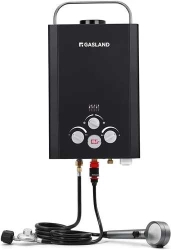 Miniatura 10 de GASLAND Calentador de agua portátil sin tanque de propano de 6L 1.58GPM con bomba y colador de tubo giratorio de 1/2 pulgadas